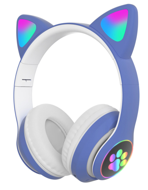 

Беспроводные наушники с кошачьими ушками и RGB подсветкой Cat VZV-23M Blue (95607)