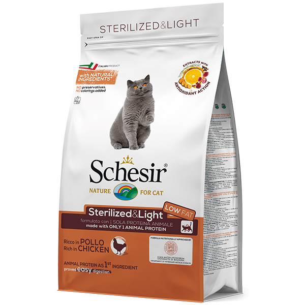 

Сухой монопротеиновый корм Schesir Cat Sterilized Light Chicken 10 кг