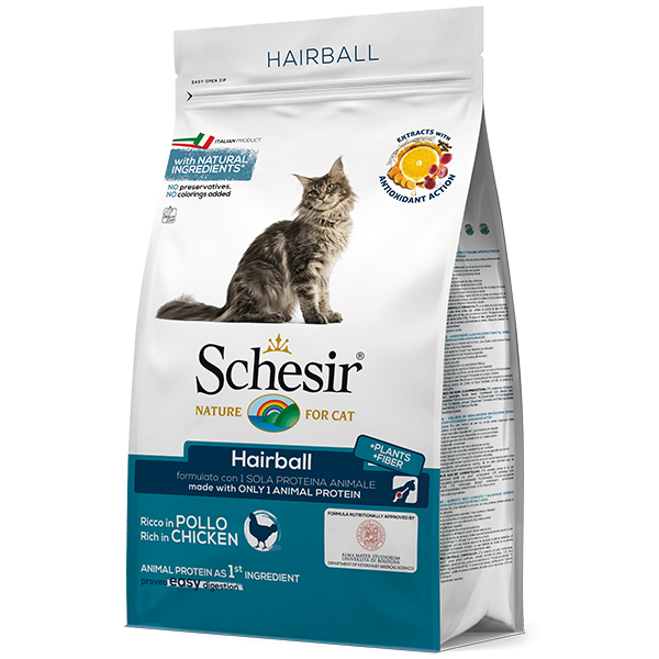 

Сухой монопротеиновый корм для котов Schesir Cat Hairball Chicken 1.5 кг