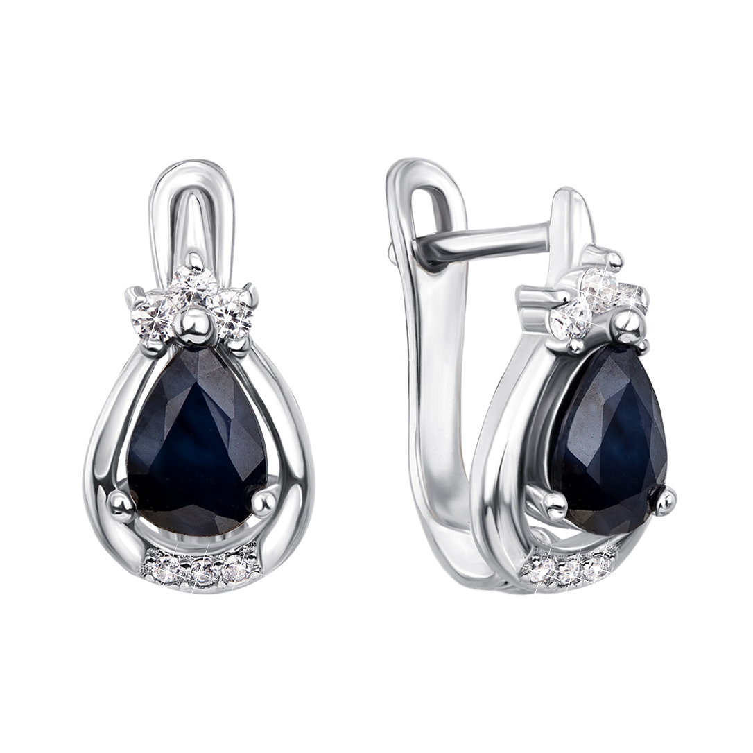 

Серебряные серьги с сапфирами и фианитами 000132851