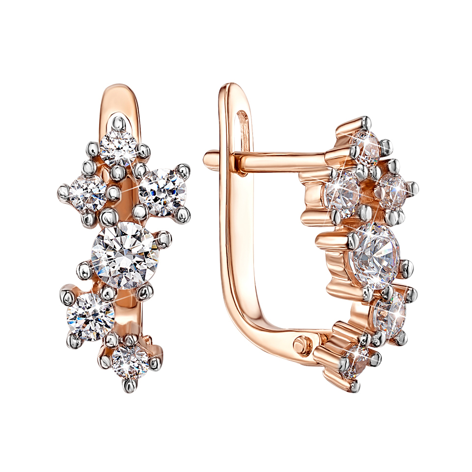 

Серьги из красного золота с кристаллами Swarovski и родированием 000132309