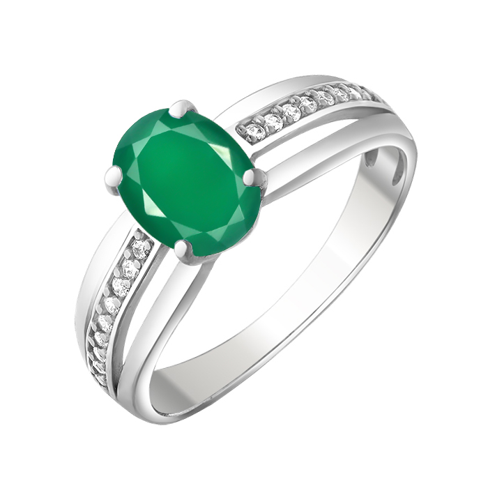 

Серебряное кольцо с агатом и фианитами 000133071 16.5 размера
