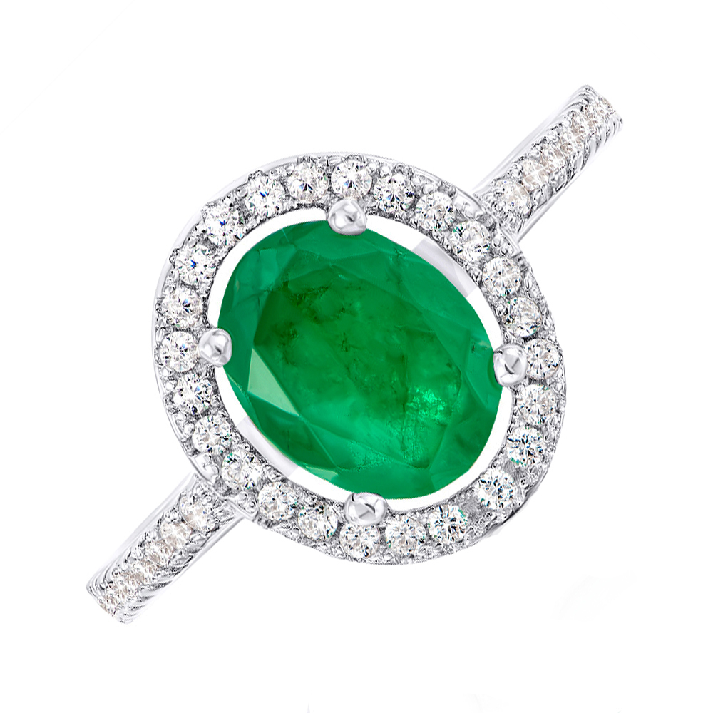 

Серебряное кольцо с изумрудом и фианитами 000144902 16.5 размера