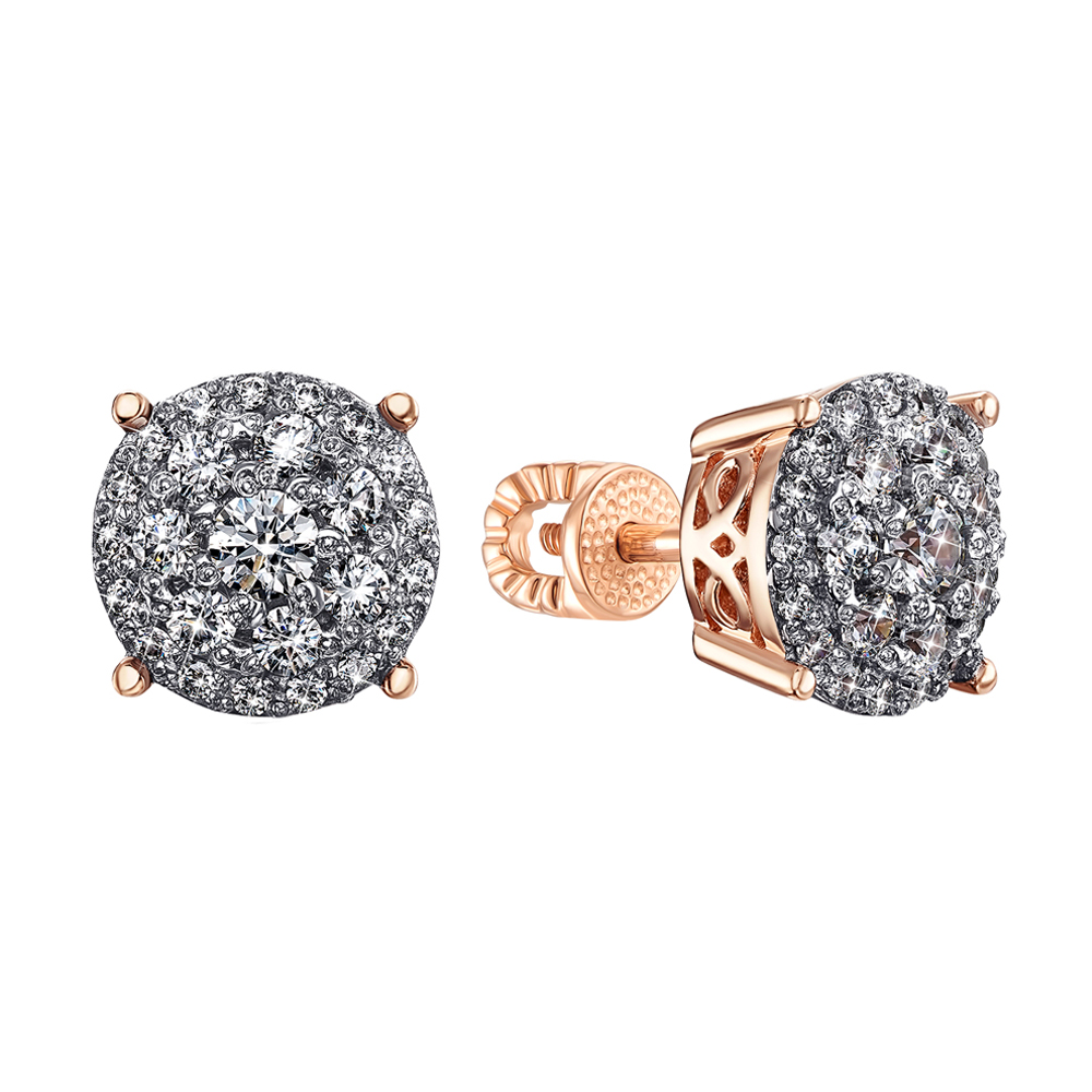

Золотые серьги в комбинированном цвете с кристаллами Swarovski 000137222