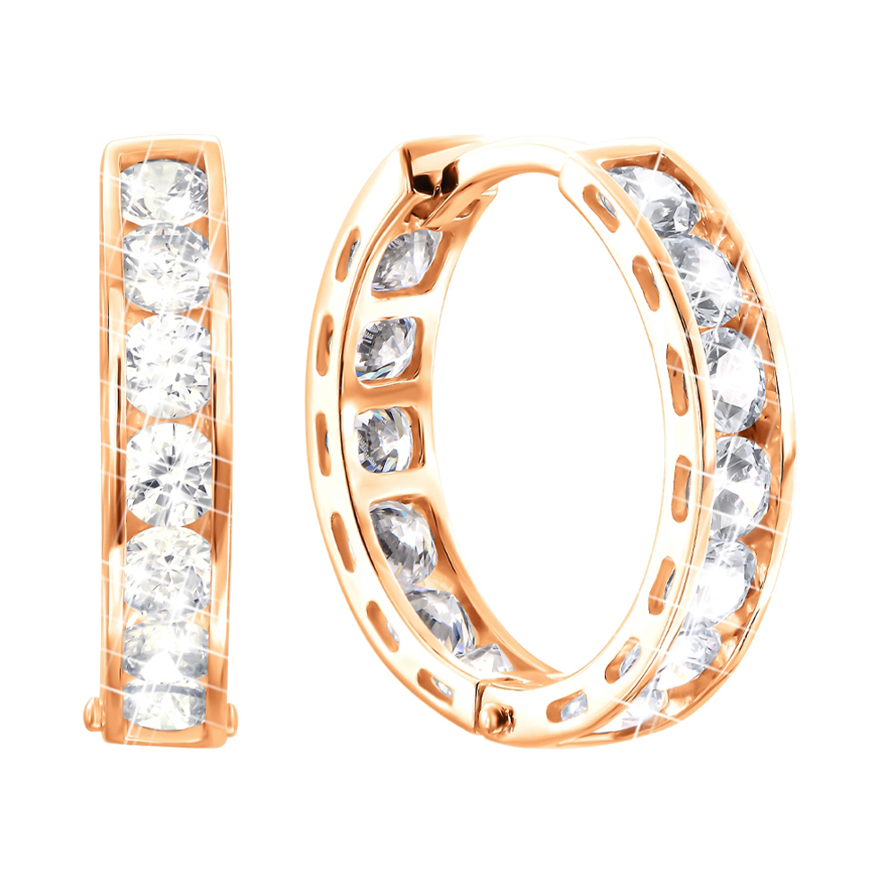 

Золотые серьги с цирконием Swarovski, d 15мм 000050220