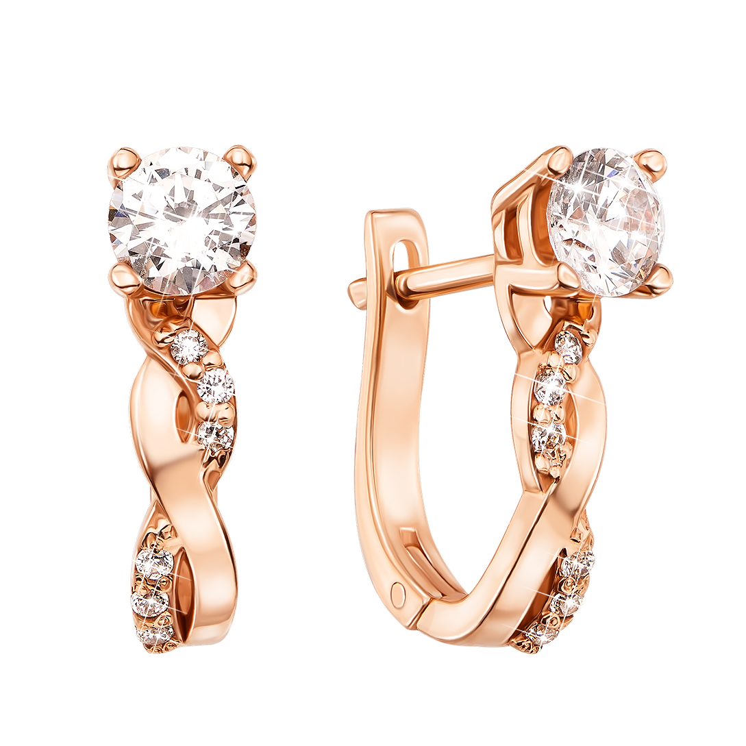 

Серьги из красного золота с фианитами 000137023