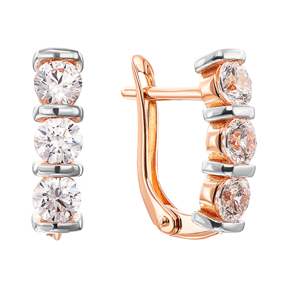 

Золотые серьги в комбинированном цвете с кристаллами Swarovski 000137773