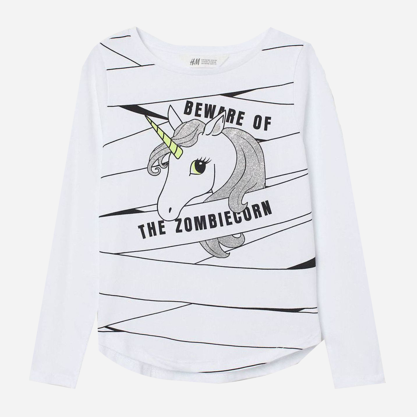 

Футболка с длинными рукавами H&M 1504-8110050 170 см Белая