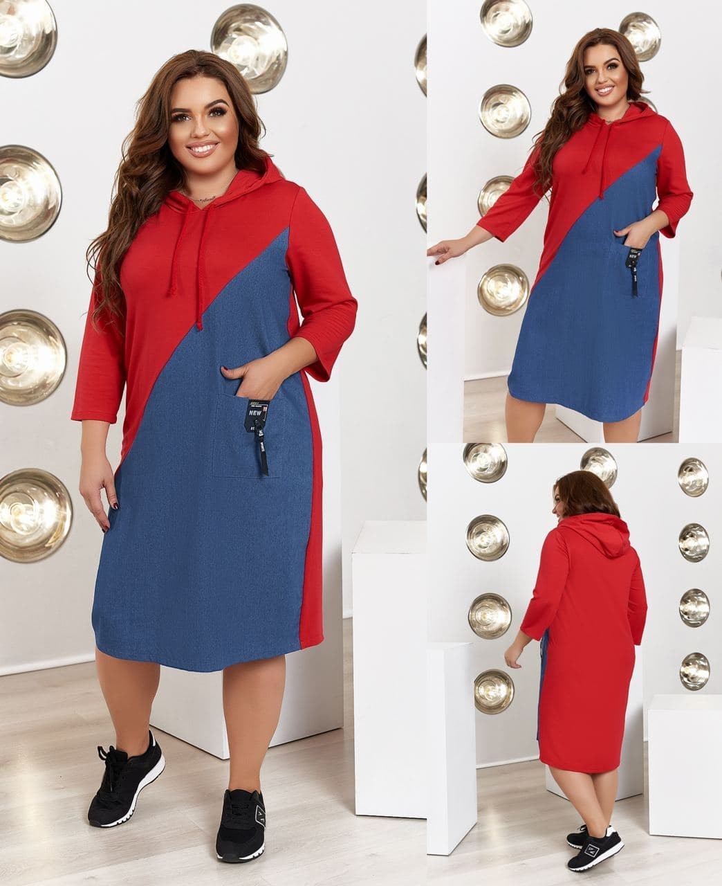 

Платье ELLIS PLUS SIZE 4133 Синий+Красный 48-50