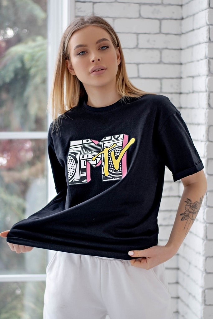 

Женская футболка Anika FU11C06 "MTV"  черная, Женская футболка Anika FU11C06 "MTV" One Size черная