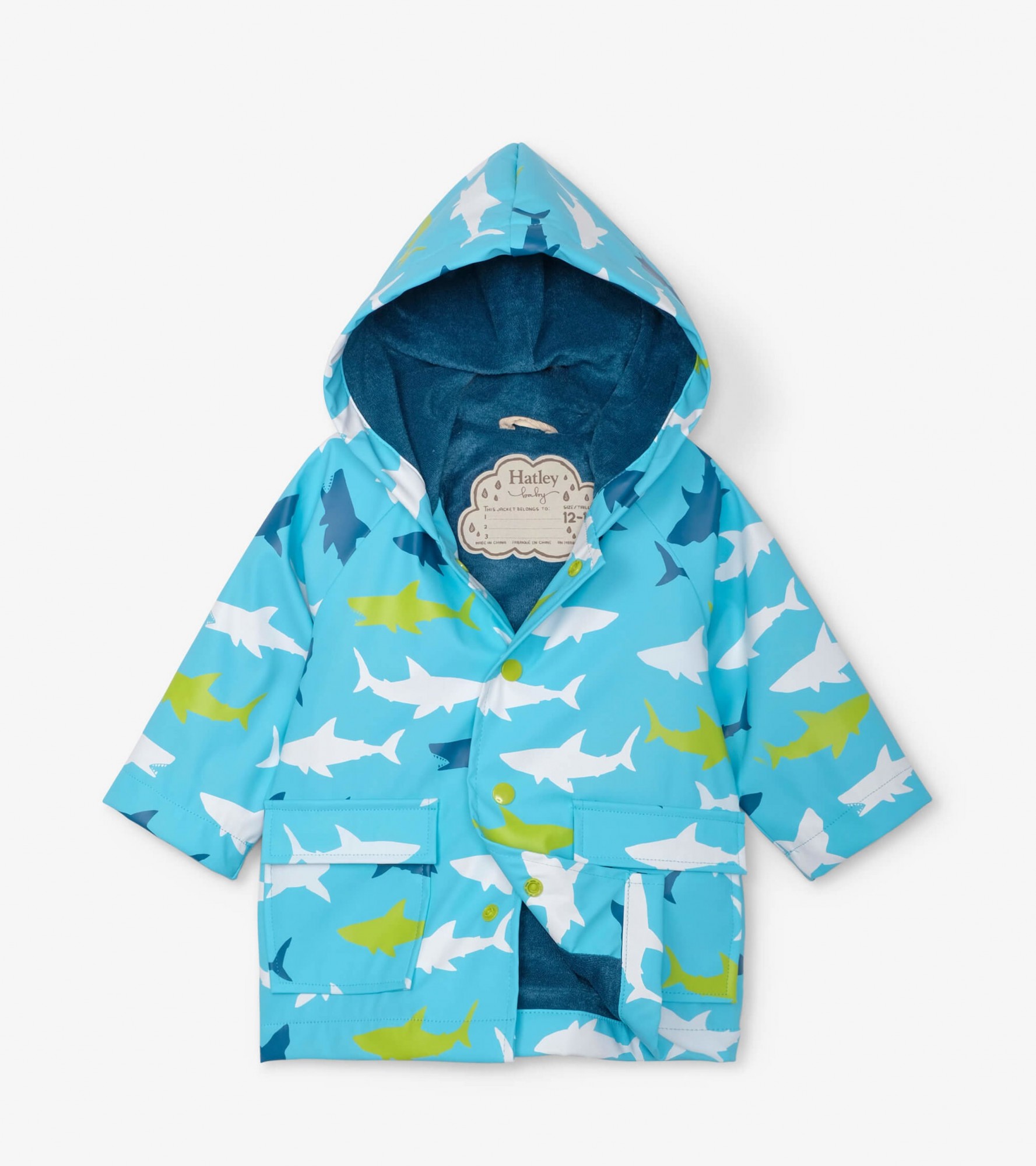 

Плащ Hatley Great White Sharks 9m блакитний 74см