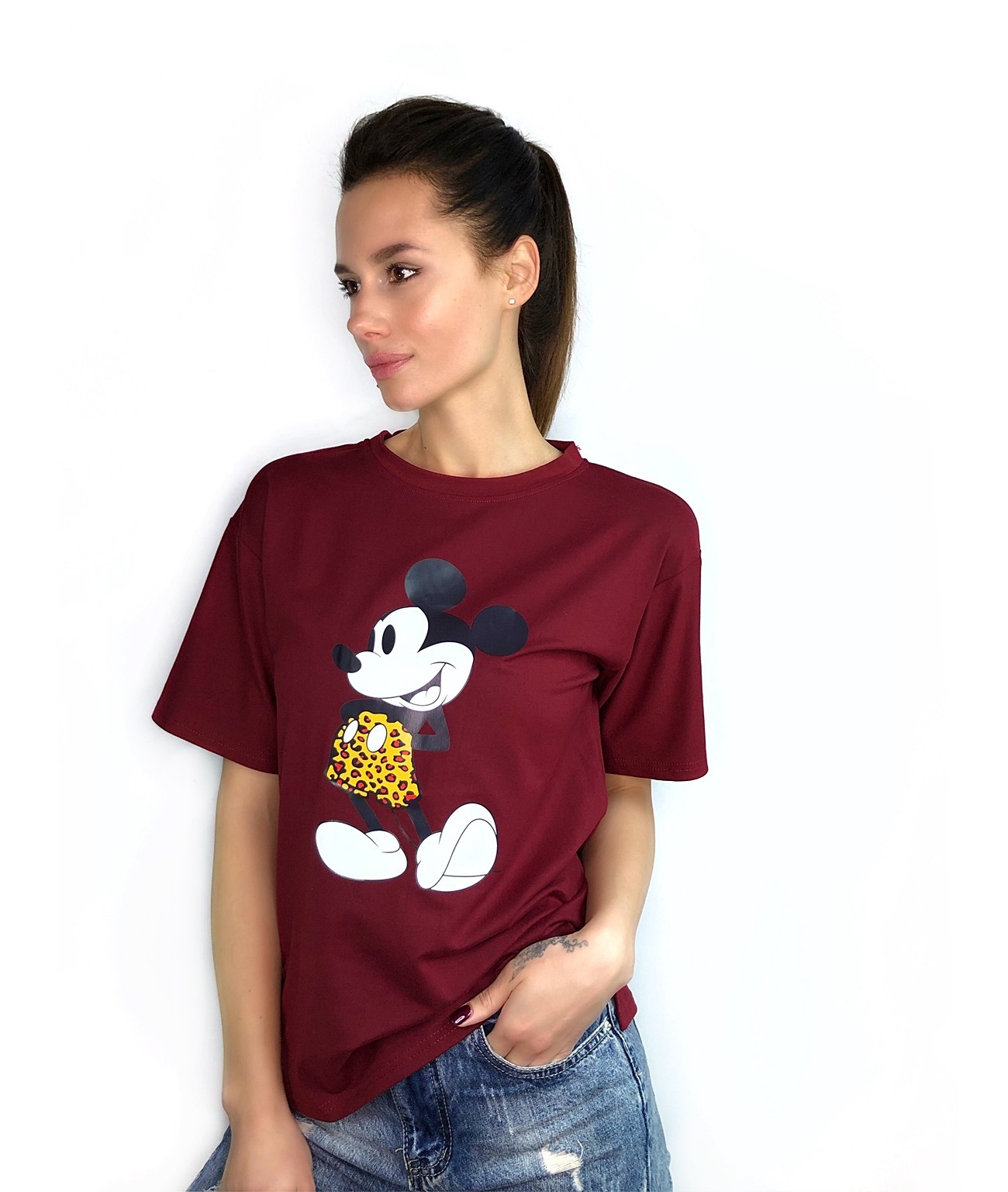 

Женская футболка Anoli OP08-42273b (S/M) бордовая