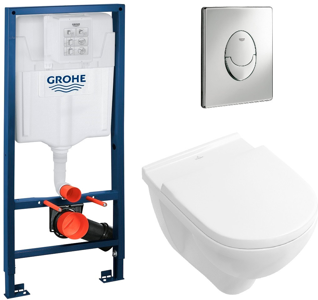 

Инсталляция GROHE Rapid SL 38721001 + унитаз VILLEROY&BOCH O.Novo DirectFlush 5660HR01 + сиденье Soft Close