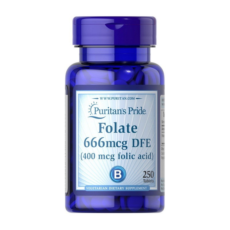 

Фолат (Фолиевая кислота) Пуританс Прайд / Puritan's Pride Folic Acid 400 mcg 250 tablet / таблеток