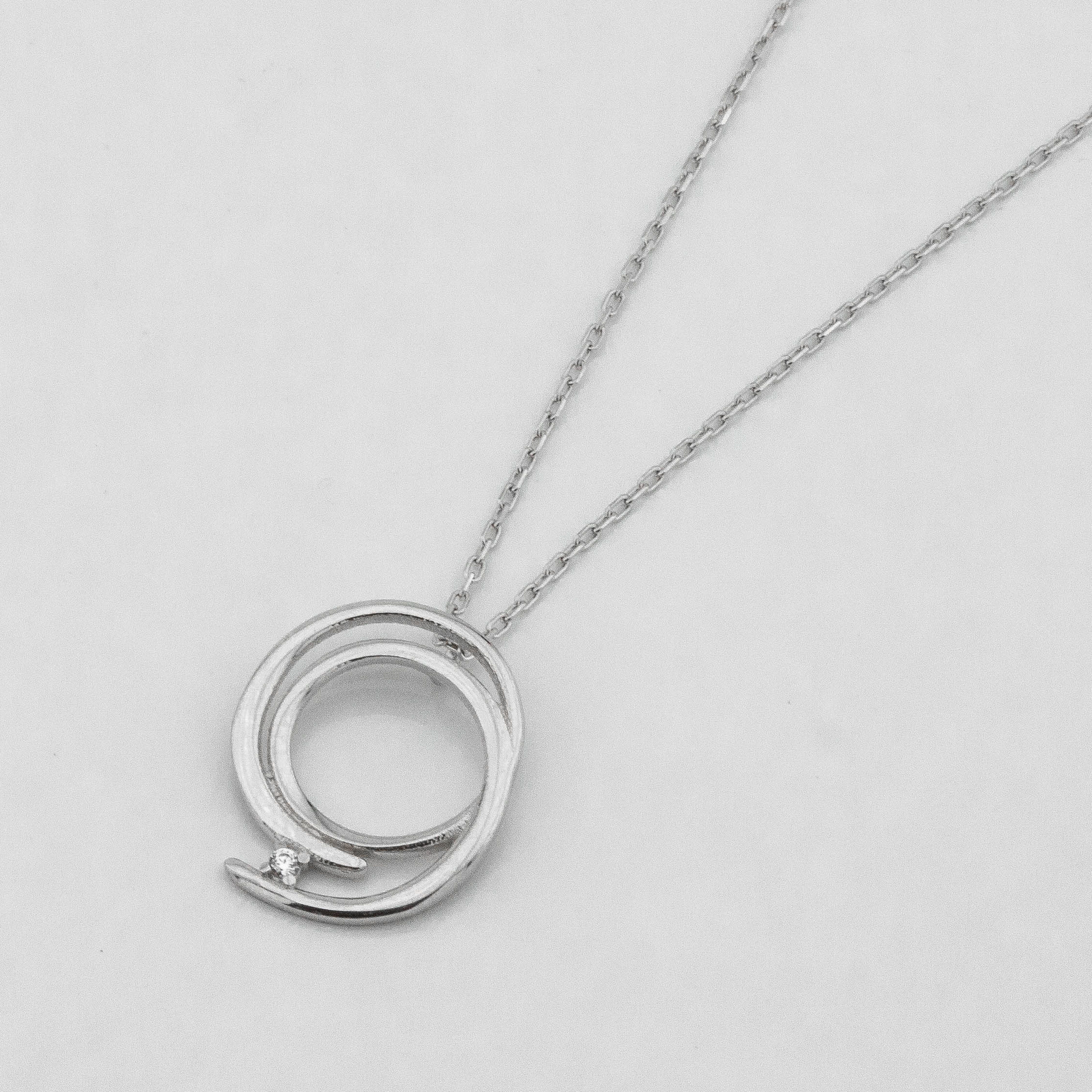 

Серебряное колье с фианитом ko14621 Диамант