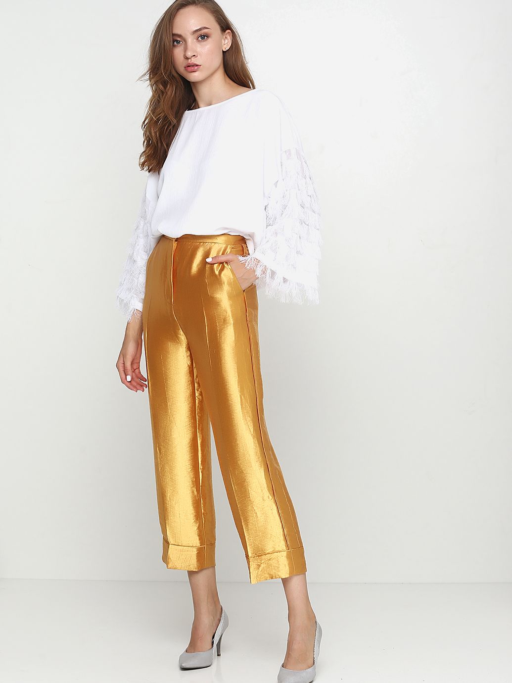 

Брюки H&M 5890556 42 Золотистые