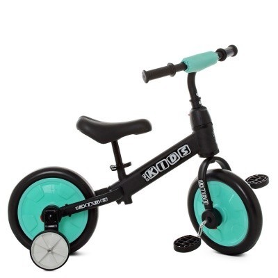 

Беговел детский PROFI KIDS 12д. М 5452-3 черный с голубыми колёсами