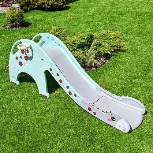 

Детская горка Bambi GIRAFE-5 с баскетбольным кольцом. Голубая