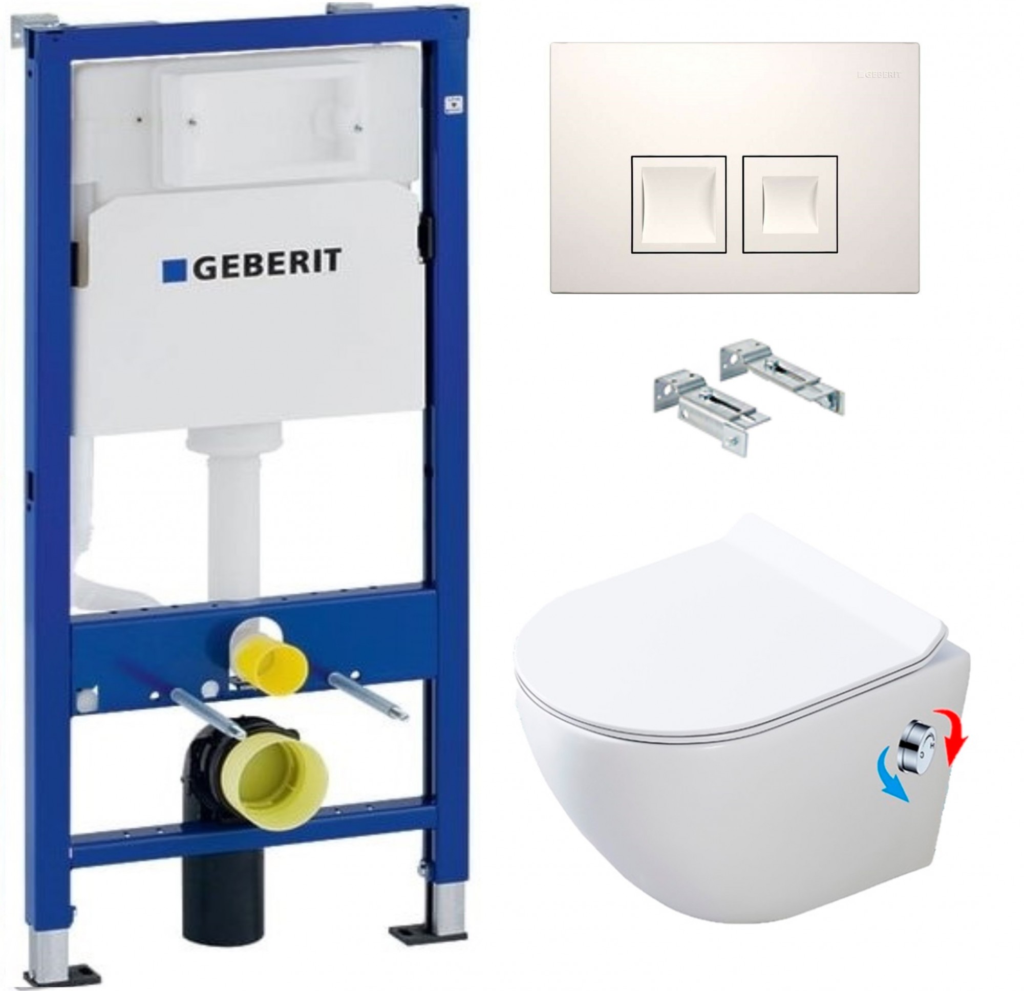 

Инсталляция GEBERIT Duofix 458.103.00.1+ Панель смыва белая, квадратные кнопки+ Унитаз-биде подвесной DUSEL LEVITA MIX+ Сиденье Slim Soft-Close