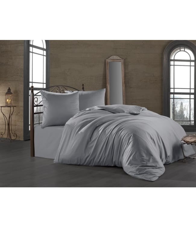 

Постельный комплект Zugo Home полуторный сатин серый серебристый однотонный silver 160х220