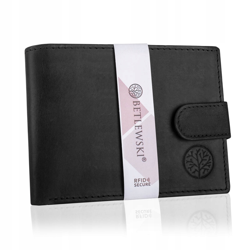 

Кошелёк кожаный мужской Betlewski с защитой RFID нубук 9,5 х 12,5 х 1,5 см (BPM-HT-60) чёрный