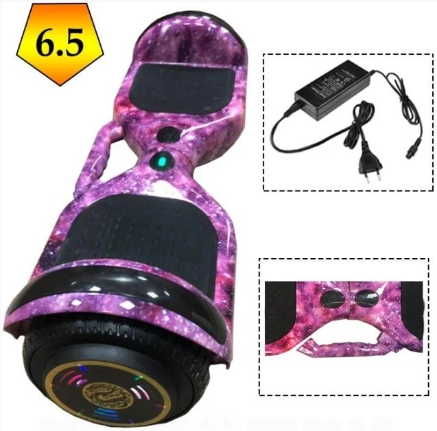 

Гироскутер Smart Balance 6.5 дюймов Гироборд (сумка, колонка, подсветка, самобаланс) Фиолетовый космос с ручкой