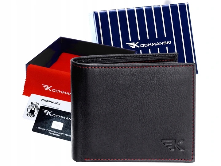 

Мужской кошелёк натуральная кожа Kochmanski RFID 9.5 х 12 х 2 см черный (RFID K-ACN-439-3011)