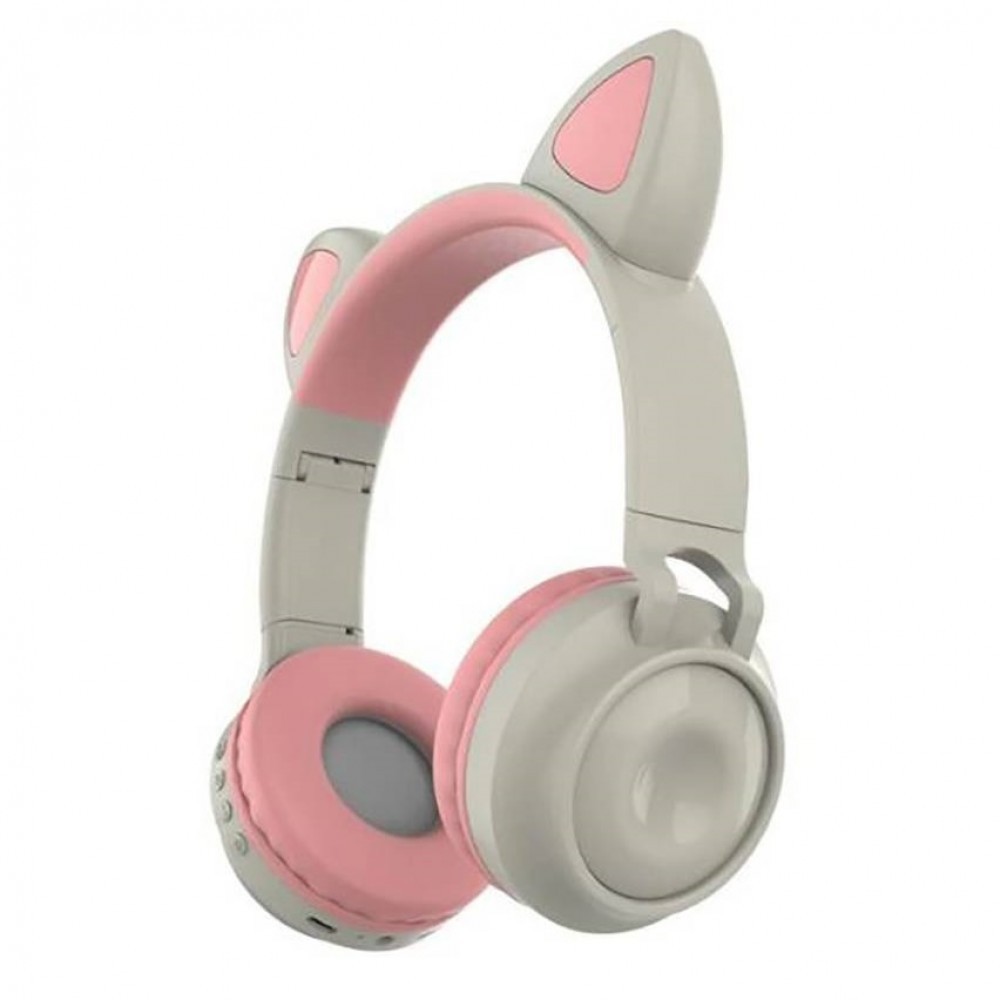 

Беспроводные Bluetooth наушники ZW-028 Cat Ear с ушками и LED подсветкой Серый/розовый