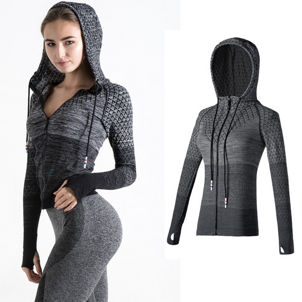

Спортивная кофта для фитнеса с капюшоном NAQIYA  Серая KS02-2, Спортивная кофта для фитнеса с капюшоном NAQIYA S Серая KS02-2