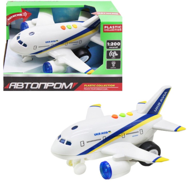 

Самолет музыкальный инерционный"UKR AVIA Автопром" световые и звуковые эффекты Масштаб - 1:20 (Т978)