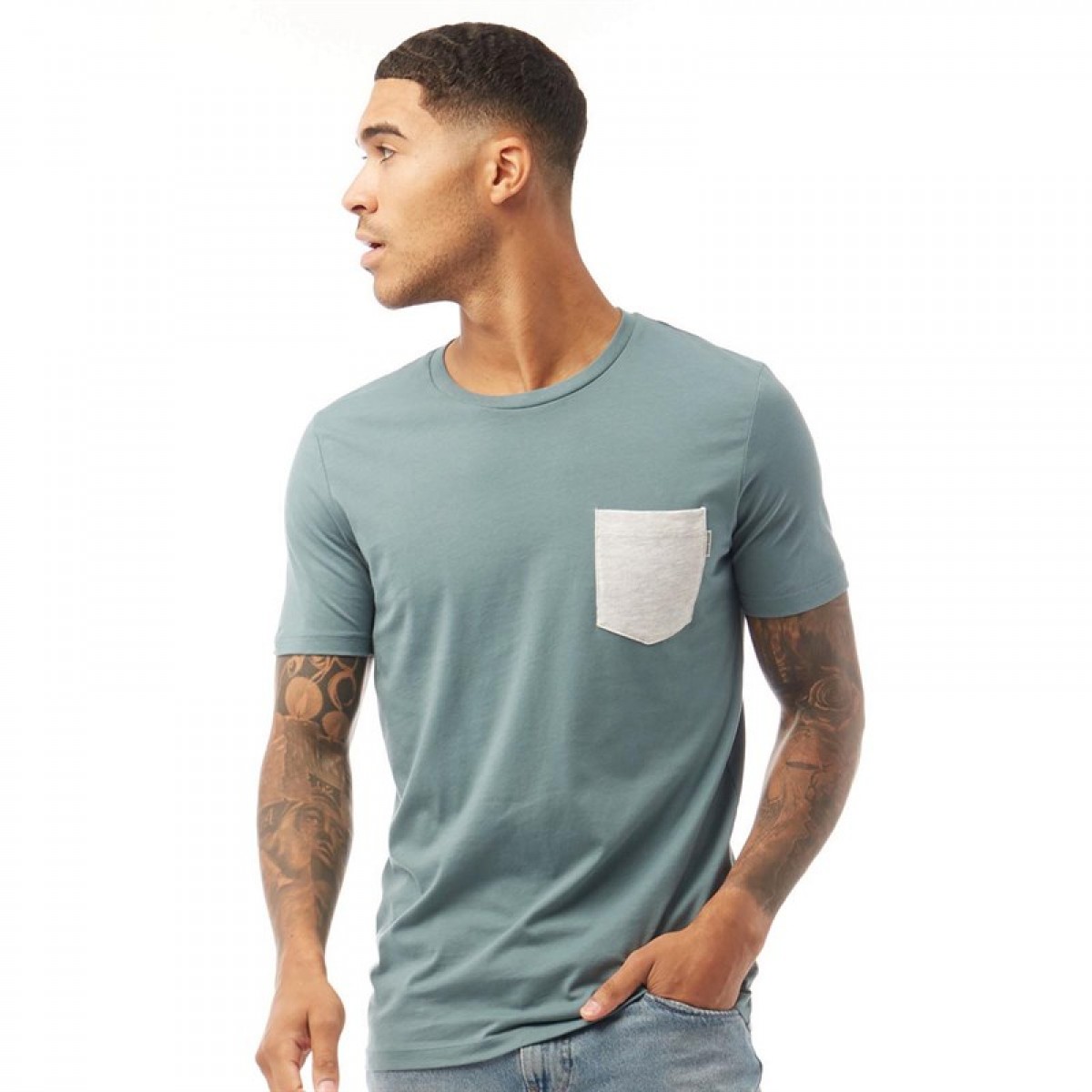 

Футболка JACK AND JONES Boston Neck North Atlantic Light Green Blue, S (44)