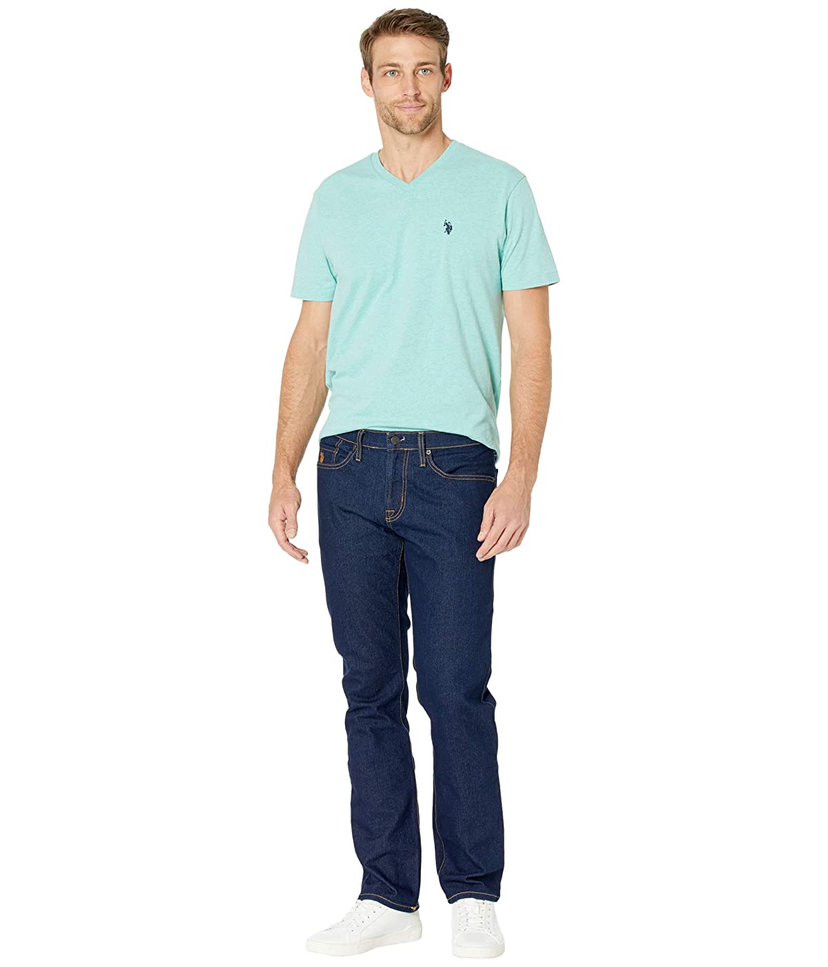 

Джинсы U.S. POLO Stretch Slim Straight Five-Pocket Denim in Blue Rinse Blue Rinse, 34W 32L