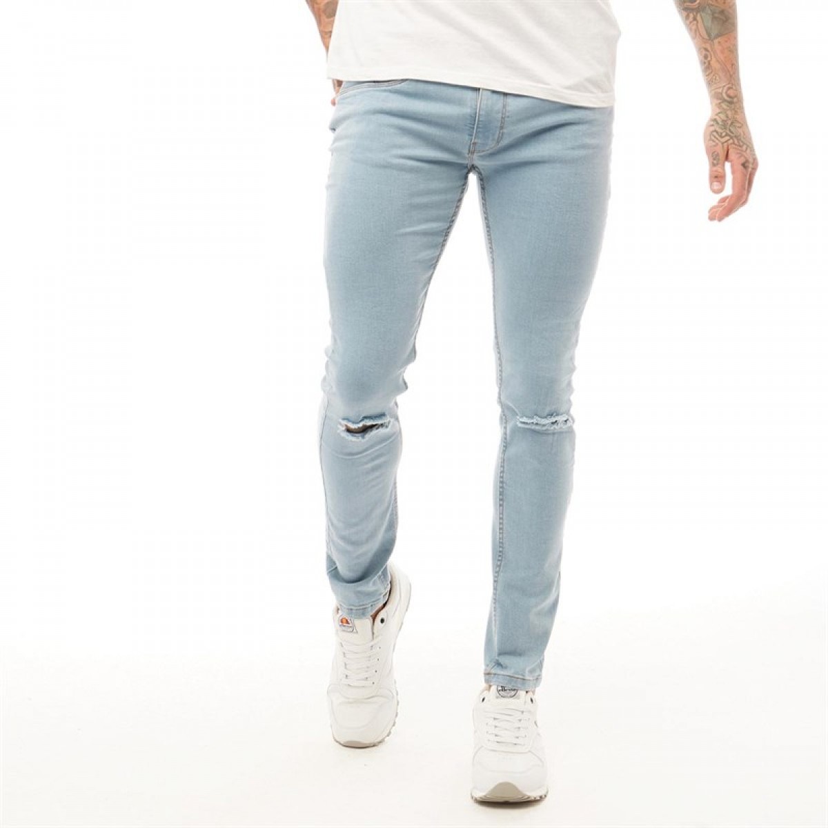 

Джинсы Dfnd London Leader Ripped Skinny Denim Light Blue Light Blue, 28W 32L