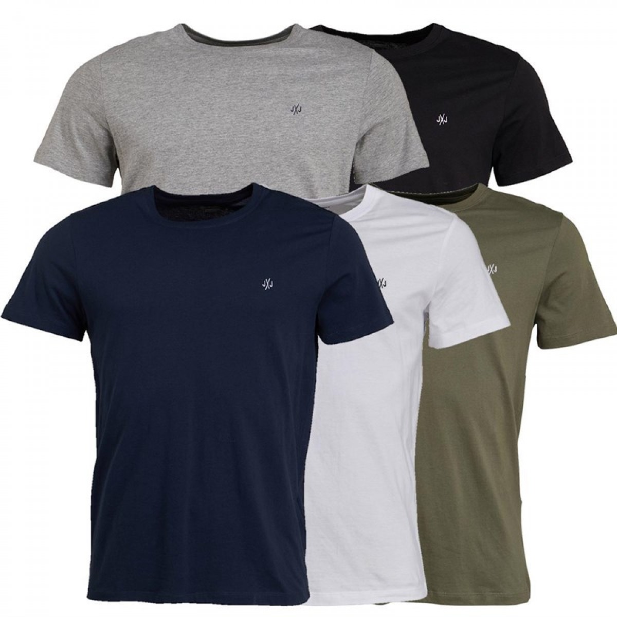 

Футболка JACK AND JONES Jj Five Pack Black/White/Grey/Khaki/Navy Multi, XS (42)