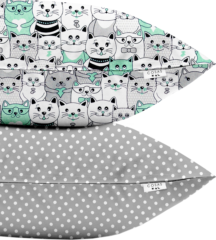 

Набор наволочек Cosas Бязь Set Pillow Cats Dots 40х60 см 2 шт Grey