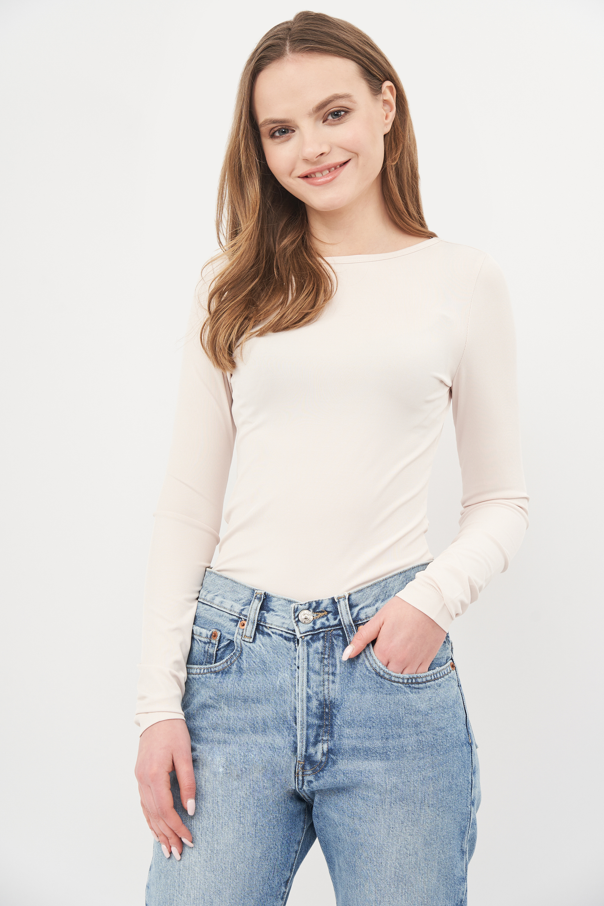 

Лонгслив H&M S молочный 60137080