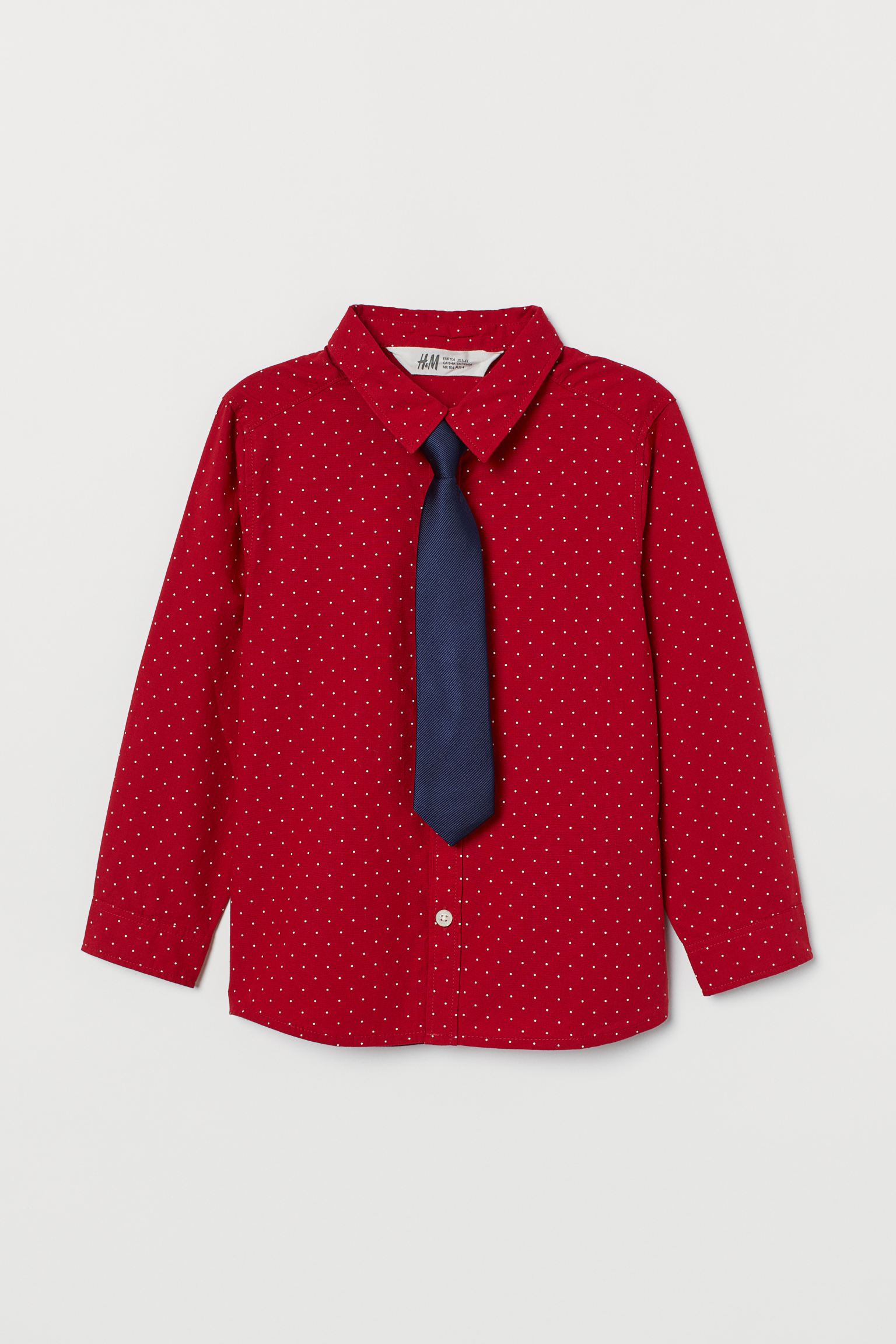 

Рубашка с галстуком H&M 140см красный горох 16047556860
