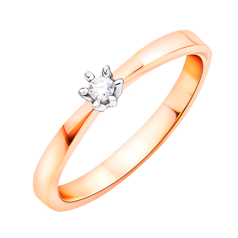 

Золотое кольцо в комбинированном цвете с бриллиантом 000122345 17.5 размера