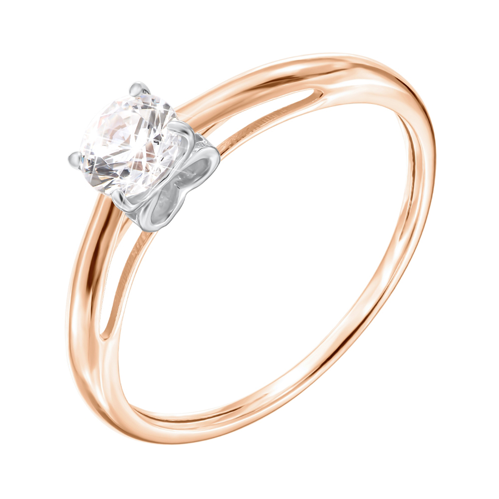 

Золотое кольцо в комбинированном цвете с цирконием Swarovski 000140746 16.5 размера