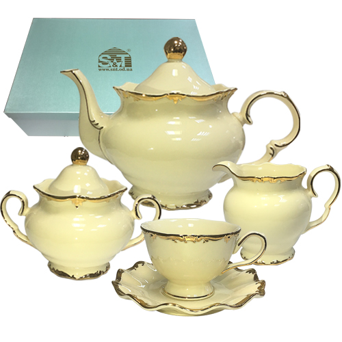 

Набор чайный 15 предметов Монсоро (чайник - 1,2л, чашка - 200мл, блюдце - 16см, молочник - 300мл, сахарница - 440мл) 1шт 022-15-03