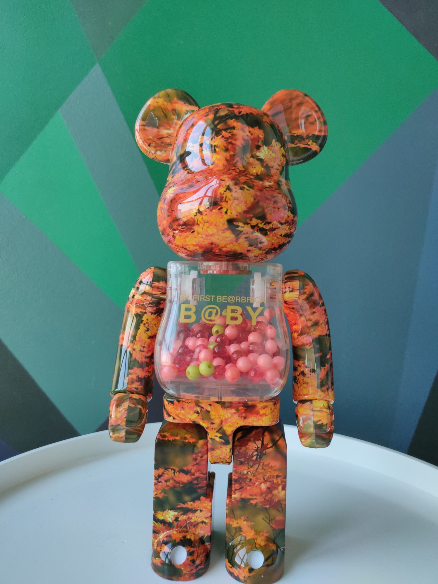 

Дизайнерская игровая фигура Беабрик Bearbrick My first b@by Autumn Leaves 400% 28 см (111)