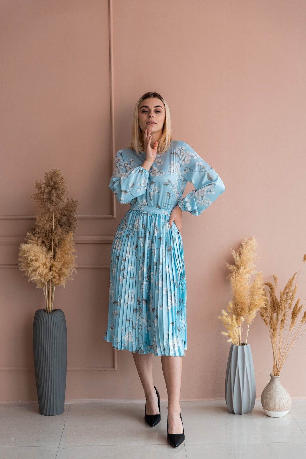 

Платье деми Wear me женское плиссе с длинным рукавом и принтом  Голубой 1w/19/70, Платье деми Wear me женское плиссе с длинным рукавом и принтом XL Голубой 1w/19/70