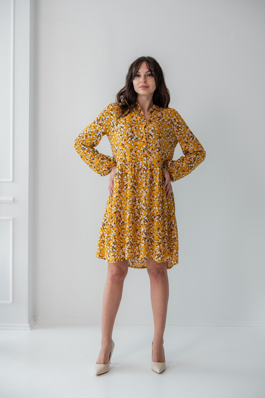 

Платье деми Wear me двухярусное из штапеля L/XL Жёлтый 1w/19/52