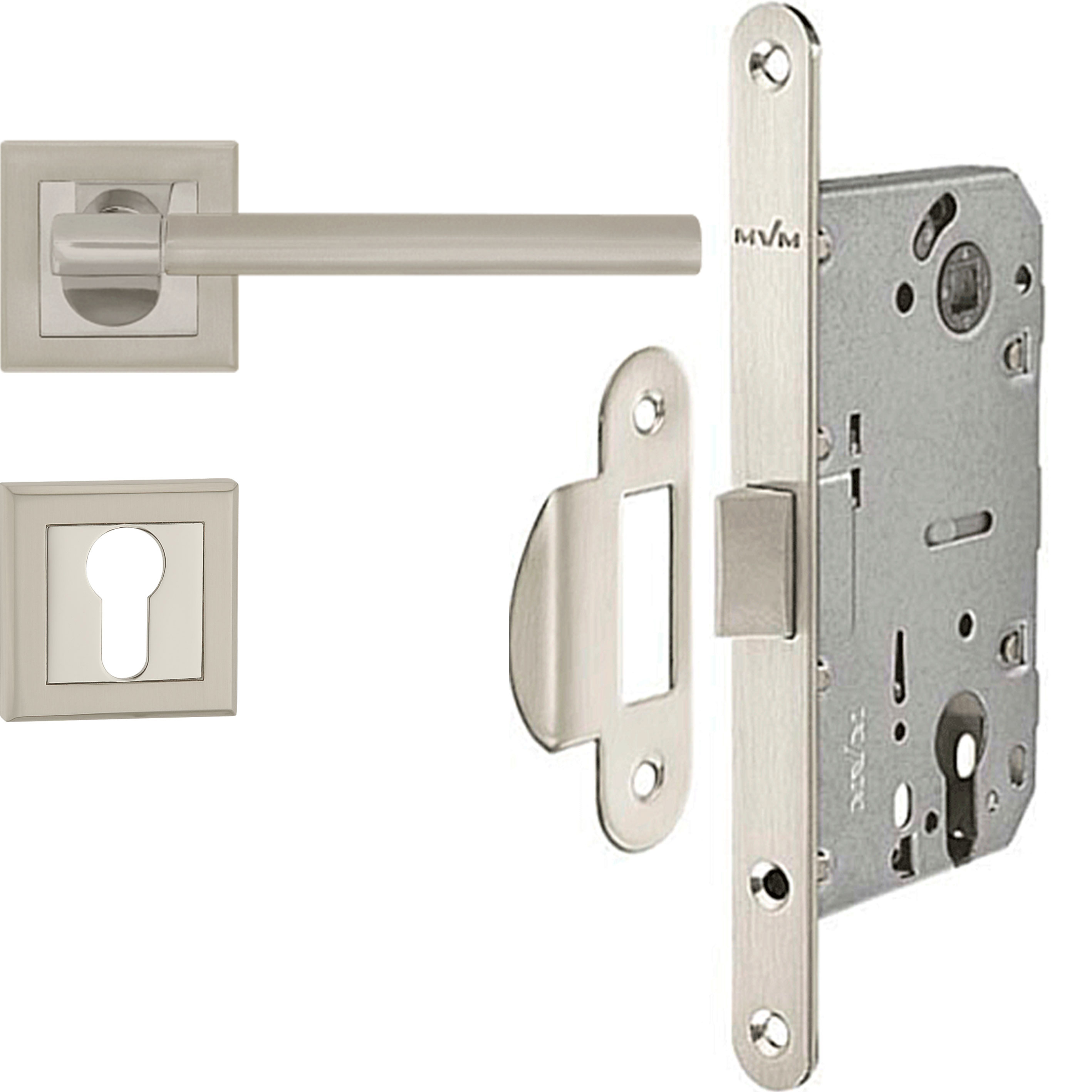 

Ручки комплект с механизмом замка Linde Hex Grotti SN/CP