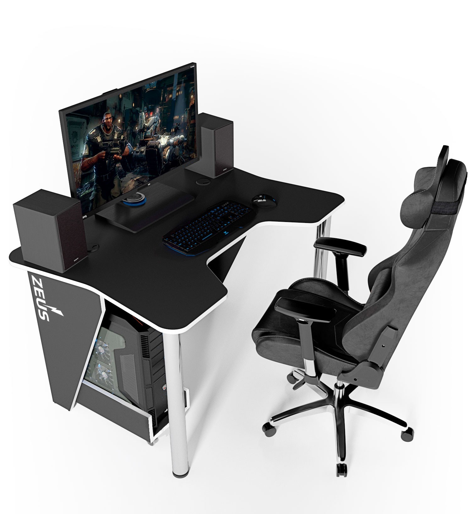

Геймерский игровой стол ZEUS IGROK-3 черный+белый