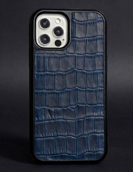 

Кожаный чехол LIMITED Croco Skin для Apple iPhone 12 Pro Max - Blue