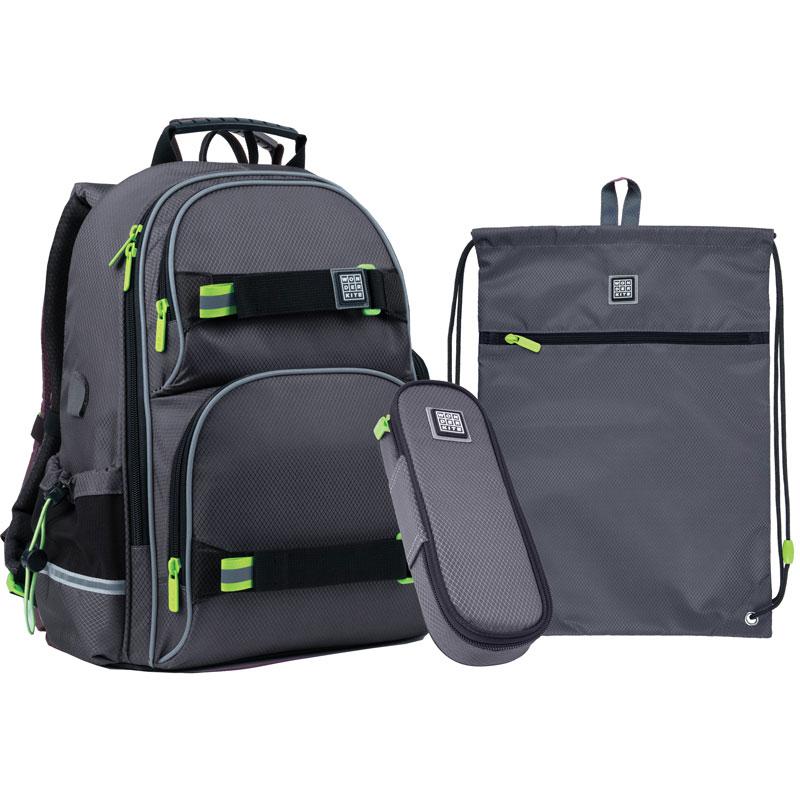 

Школьный набор рюкзак + пенал + сумка для обуви Wonder Kite (WK21-702M-4) 900 г 38x28x15 см 13,25 л серый