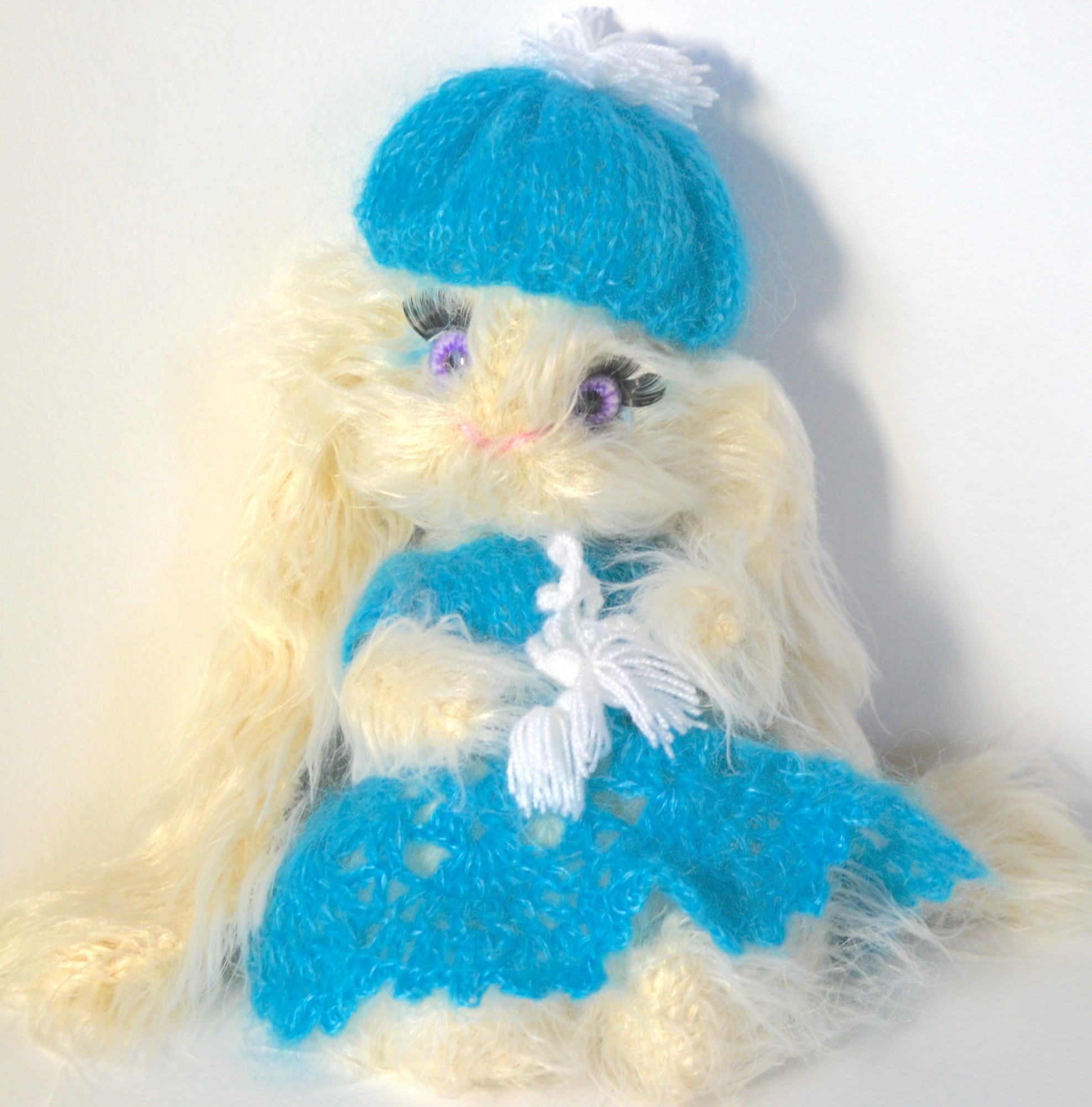 

Игрушка пушистый зайчонок Соня в бирюзовом платье, Совушка