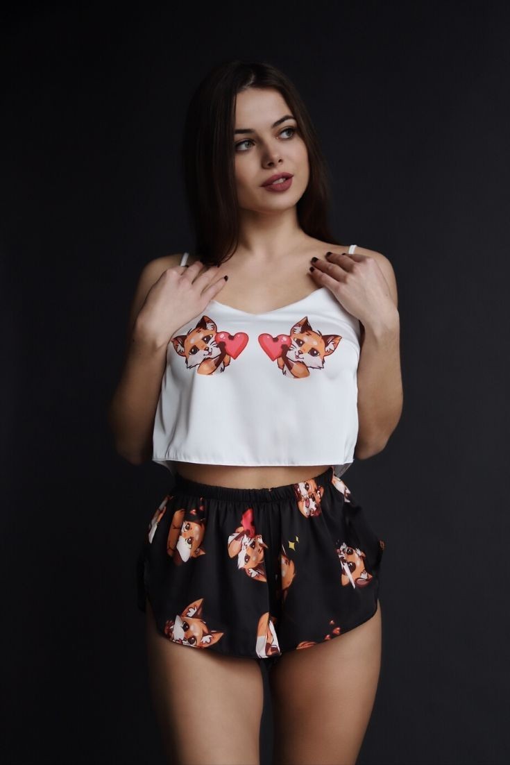 

Піжама Swatti Fox with love XS S Білий з чорним