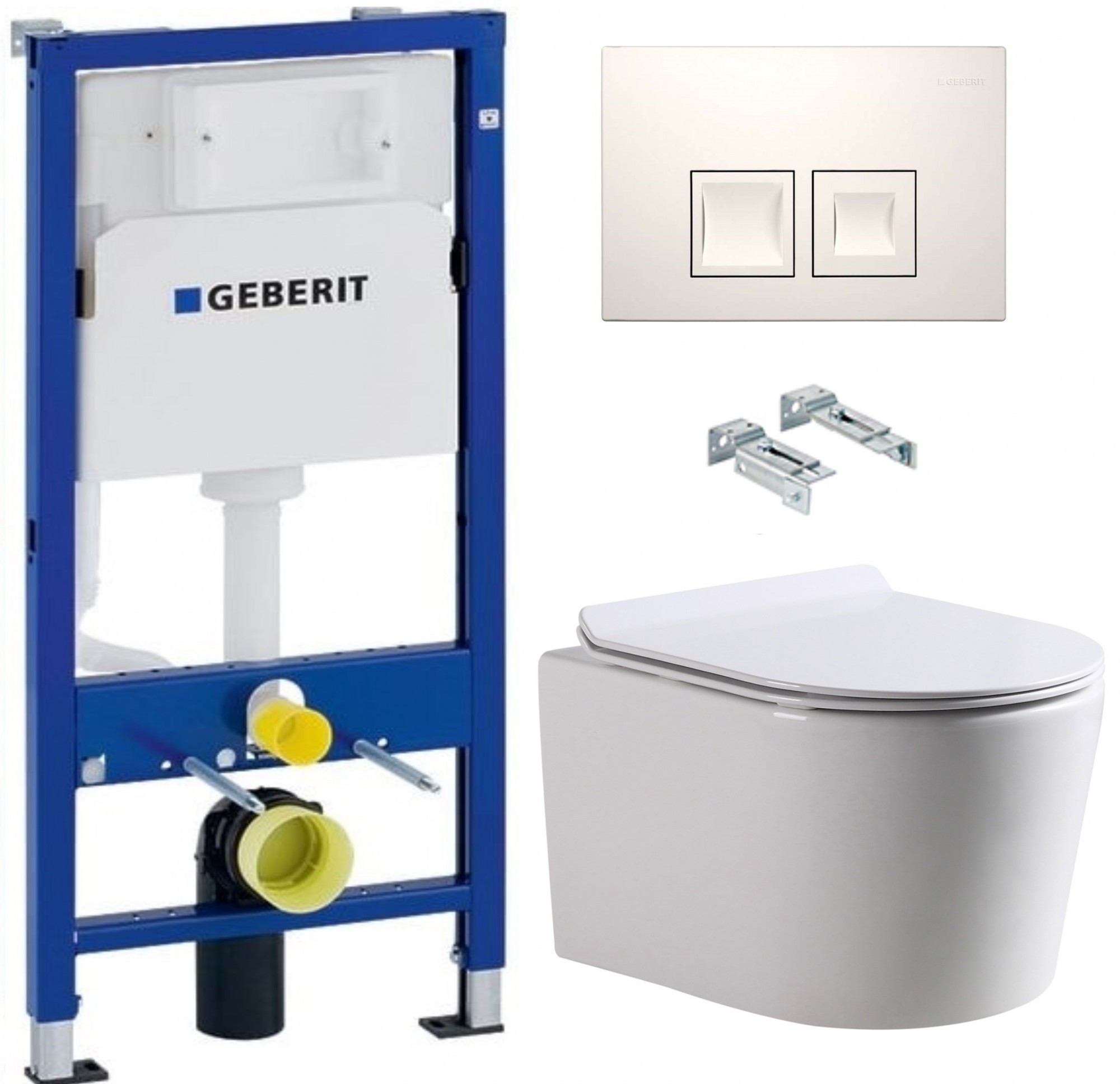 

Инсталляция GEBERIT Duofix 458.103.00.1+ Панель смыва белая, квадратные кнопки+ Унитаз подвесной DUSEL AREZ DWHT10210230R+ Сиденье Slim Soft-Close